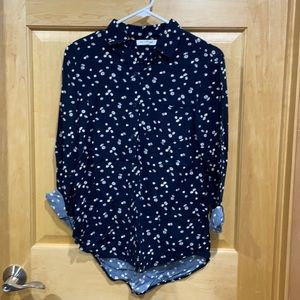 Beach lunch lounge daisy button down shirt XS